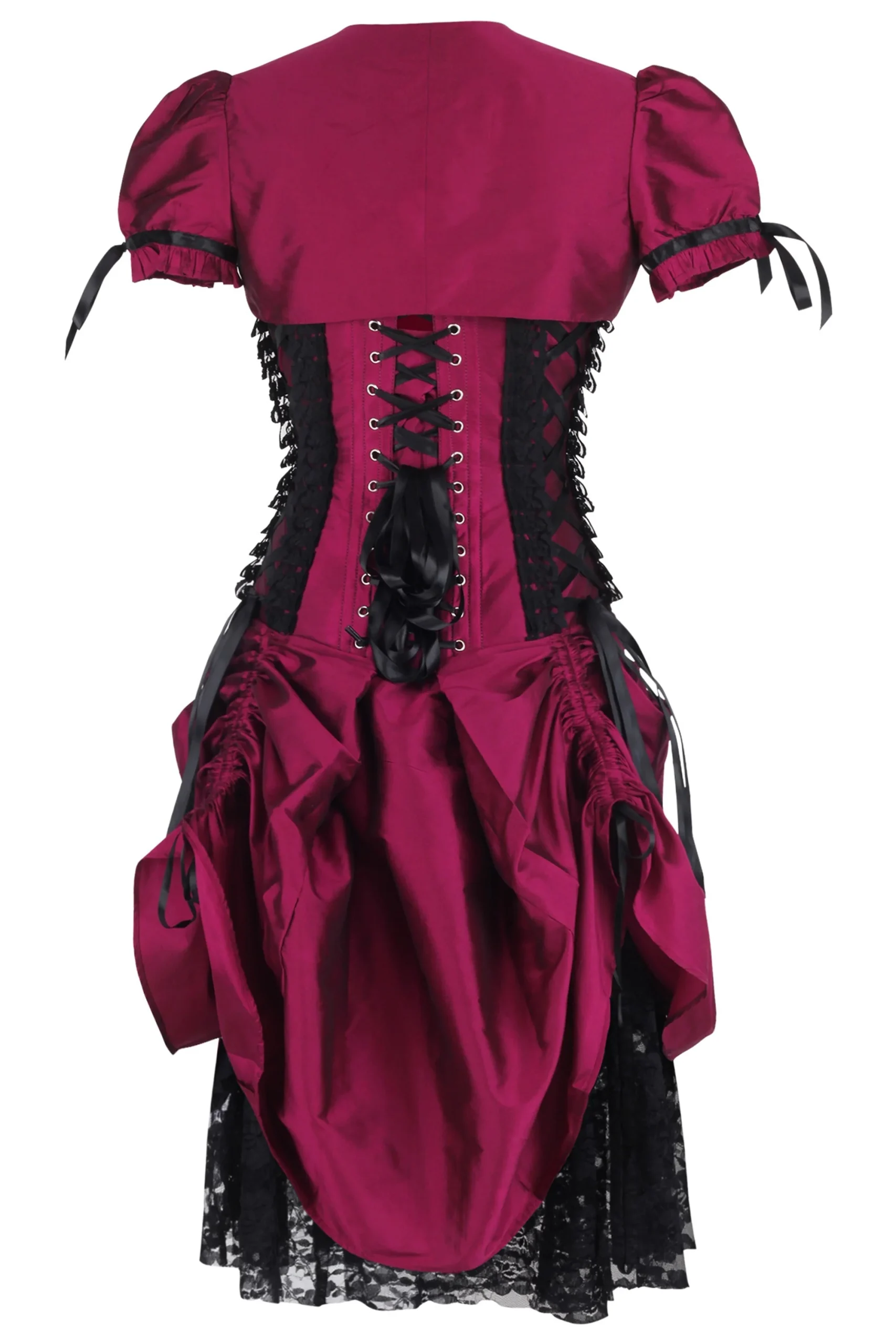 Historically Inspired Magenta Corset Dress with Bolero – Image 2