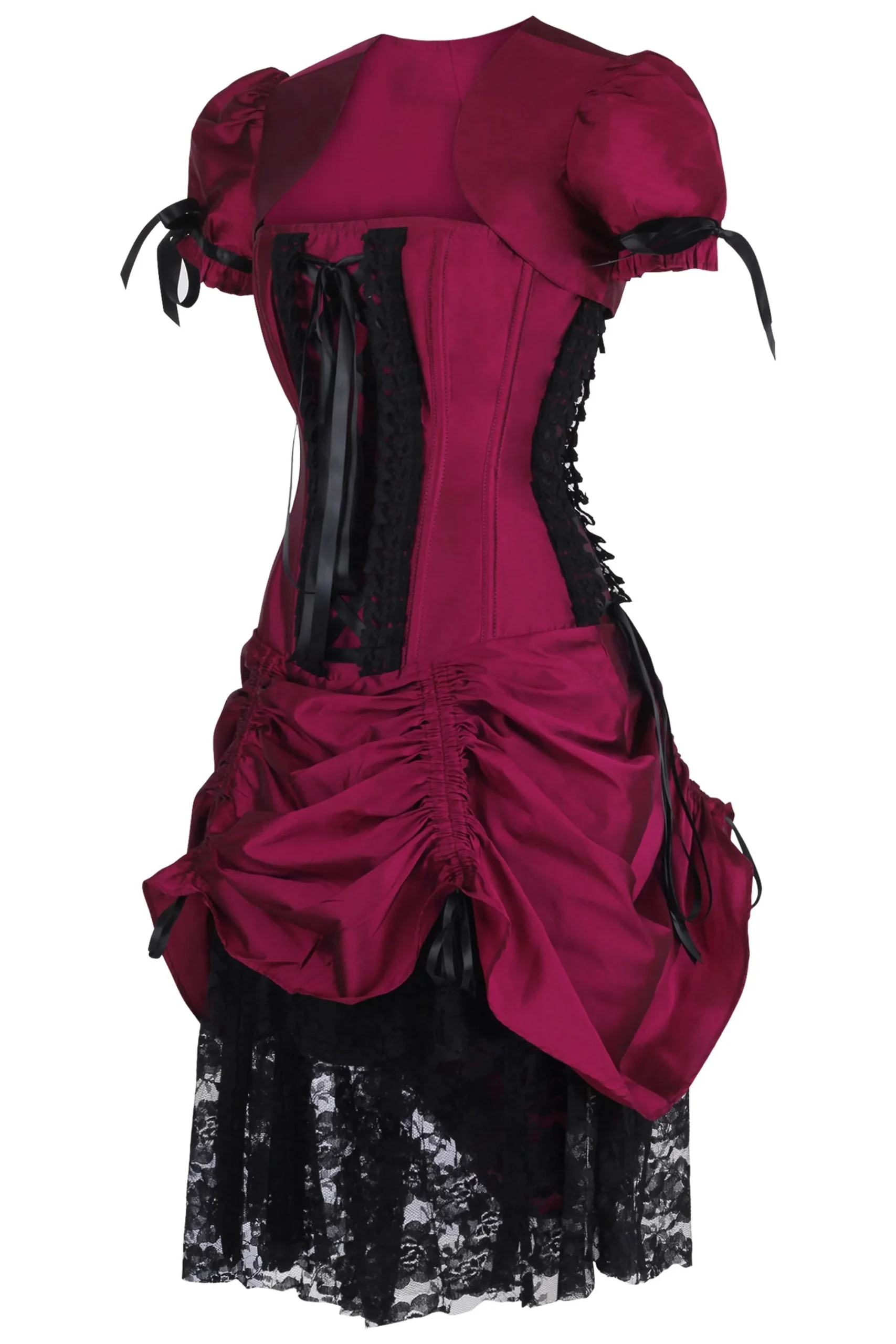 Historically Inspired Magenta Corset Dress with Bolero – Image 3