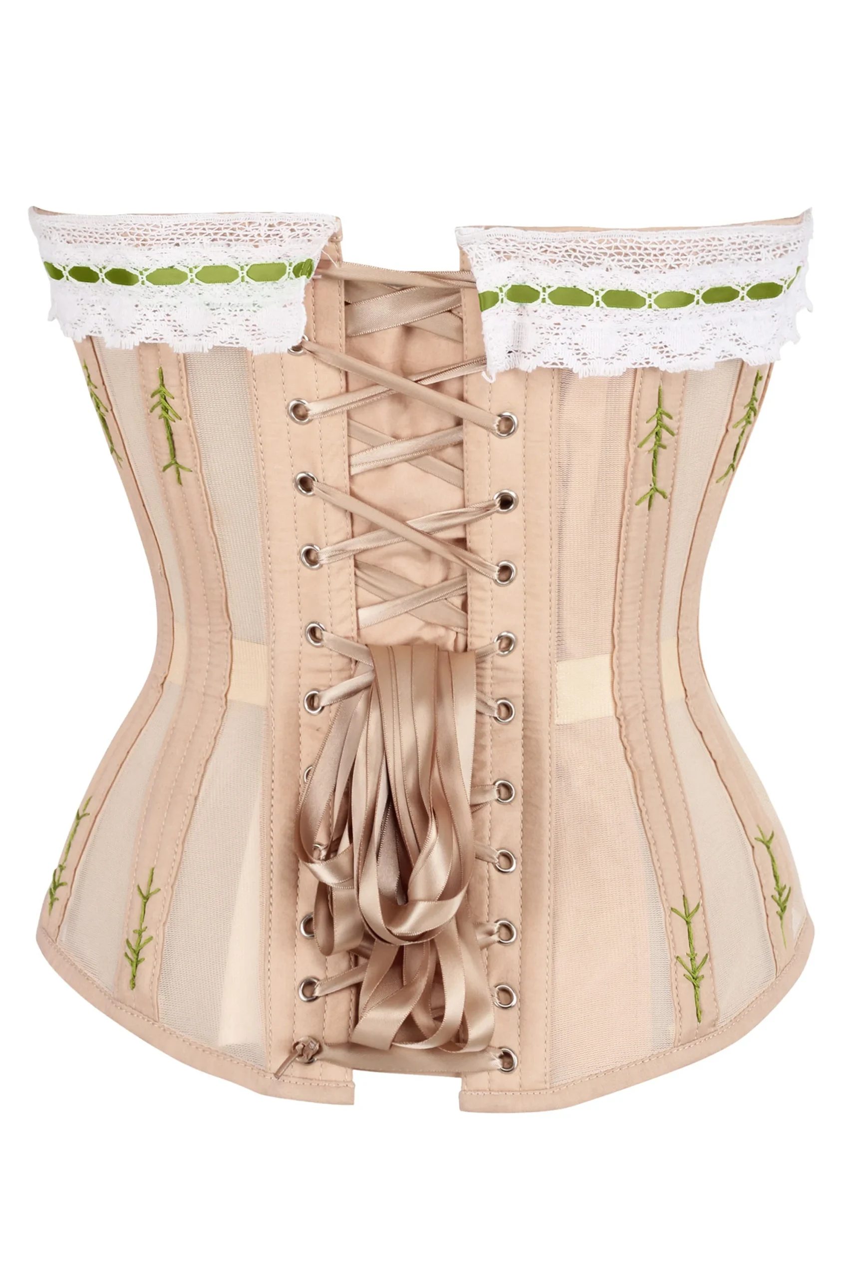 Handmade Steel Boned Corset with Delicate Hand-Finished Flossing – Image 2