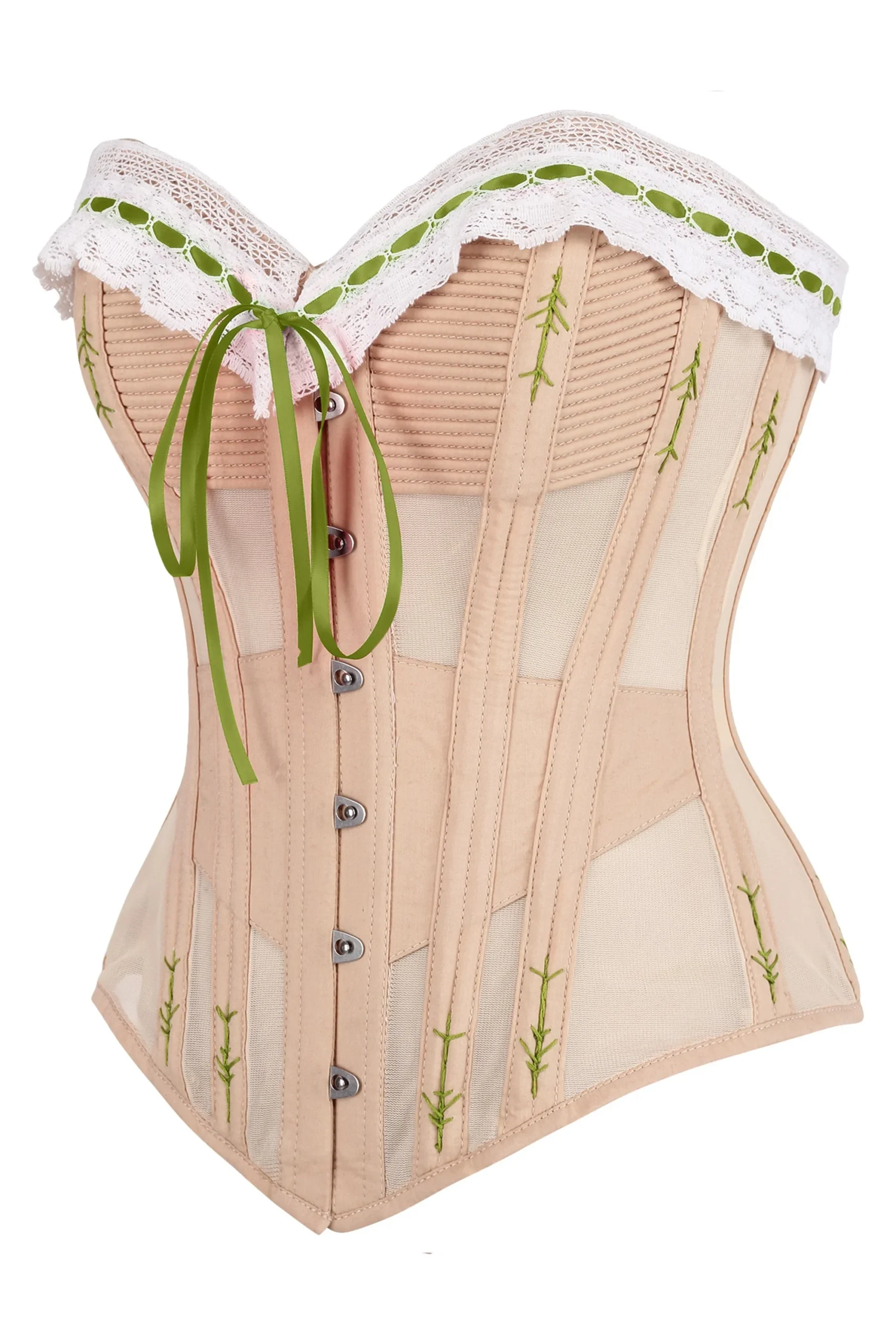 Handmade Steel Boned Corset with Delicate Hand-Finished Flossing – Image 3