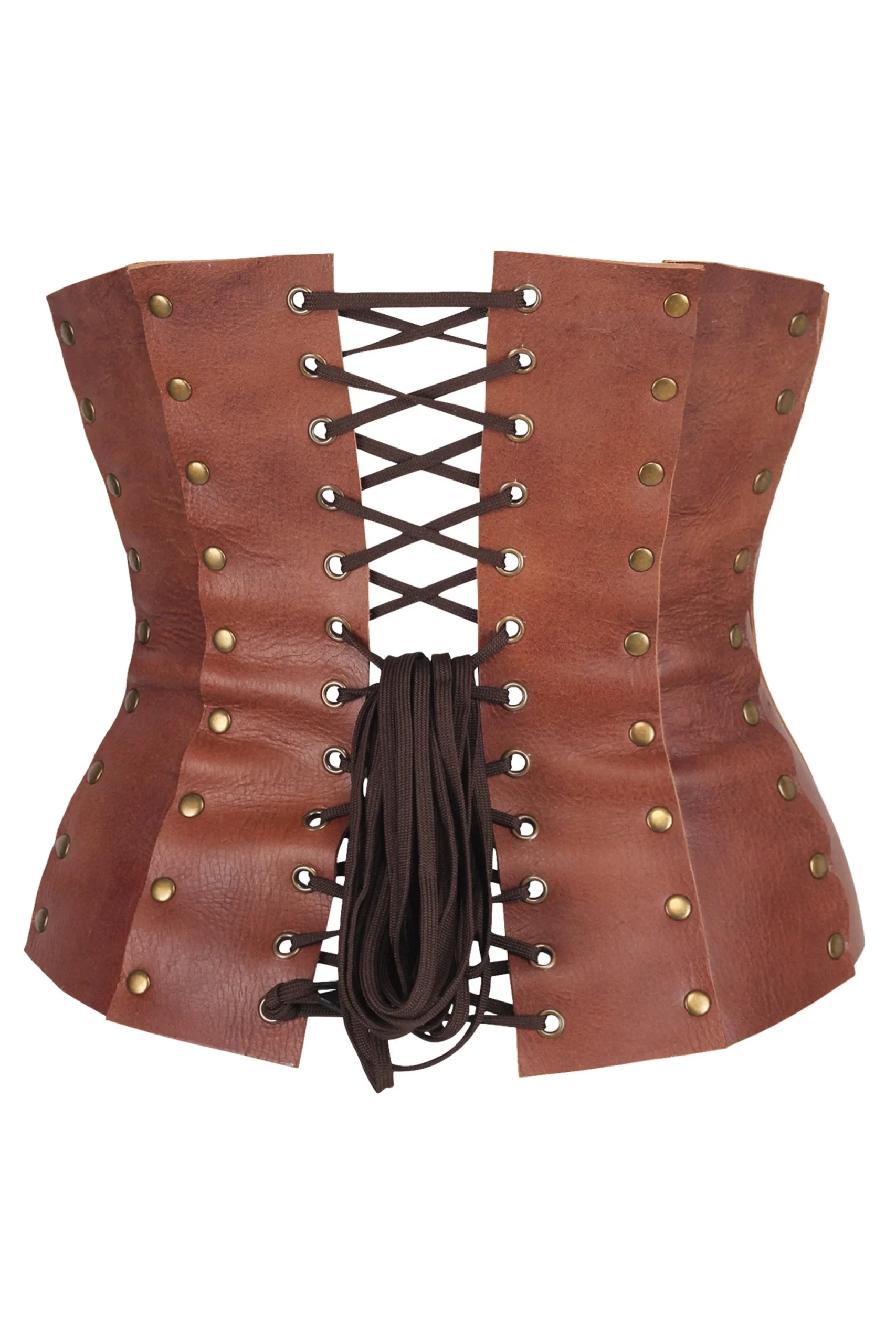 Handmade Leather Underbust Corset – Premium Quality with Antique Brass Detailing – Image 2