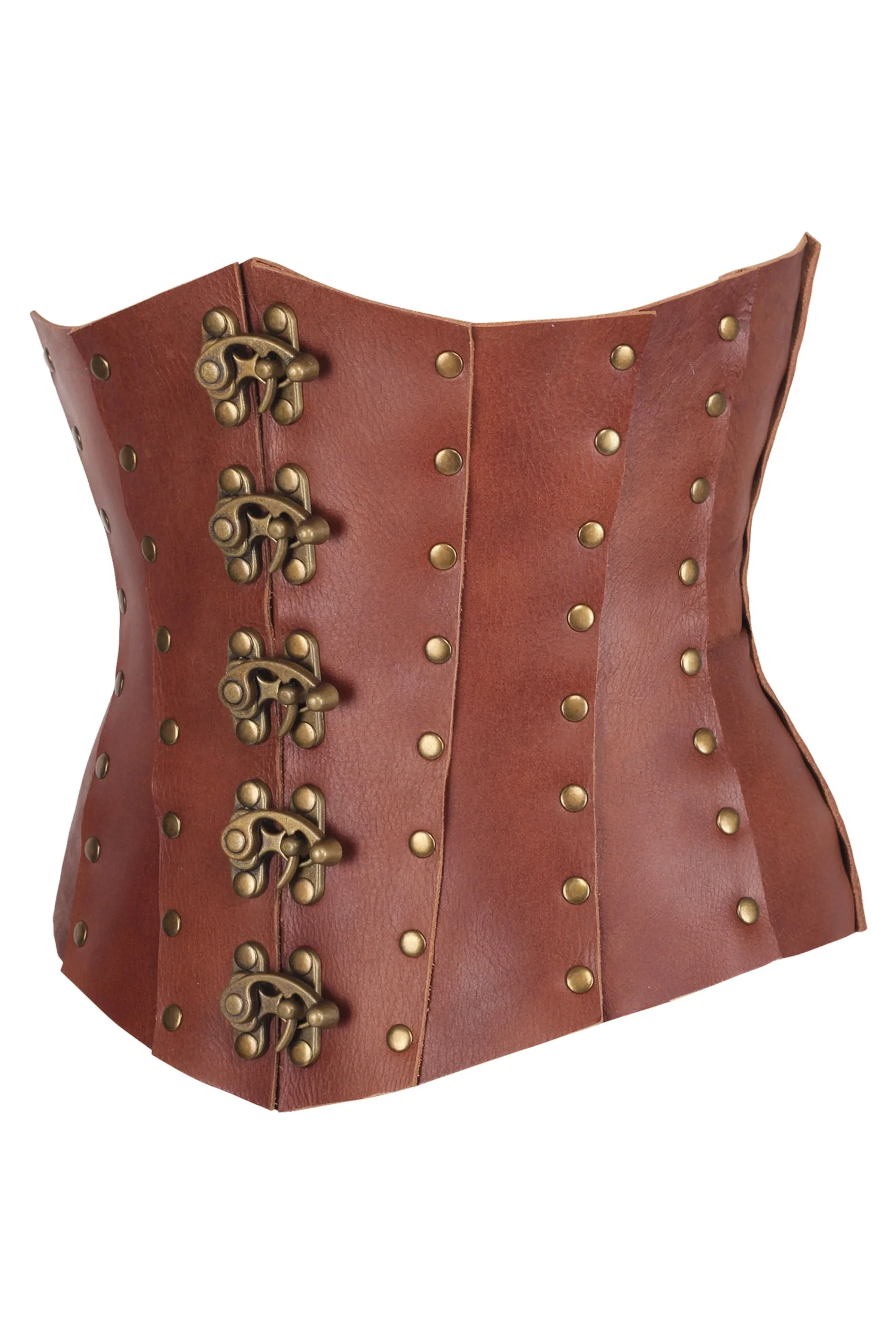 Handmade Leather Underbust Corset – Premium Quality with Antique Brass Detailing – Image 3