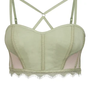 Lena Winter Pear Viscose and Lace Corseted Bralette with Strapping Detail