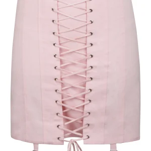 Tillie Jupe en sergé de coton rose Prairie inspirée des corsets avec porte-jarretelles