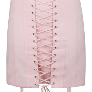 Tillie Jupe en sergé de coton rose Prairie inspirée des corsets avec porte-jarretelles