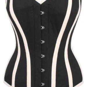 Single Layer Black and Beige Overbust Corset