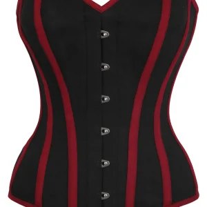 Single Layer Black and Burgundy Overbust Corset