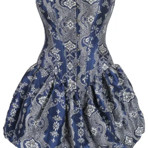 Midnight Blue Baroque Corset Dress with Bubble Skirt