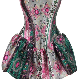 Bohemian Jewel-Tone Patchwork Corset Dress