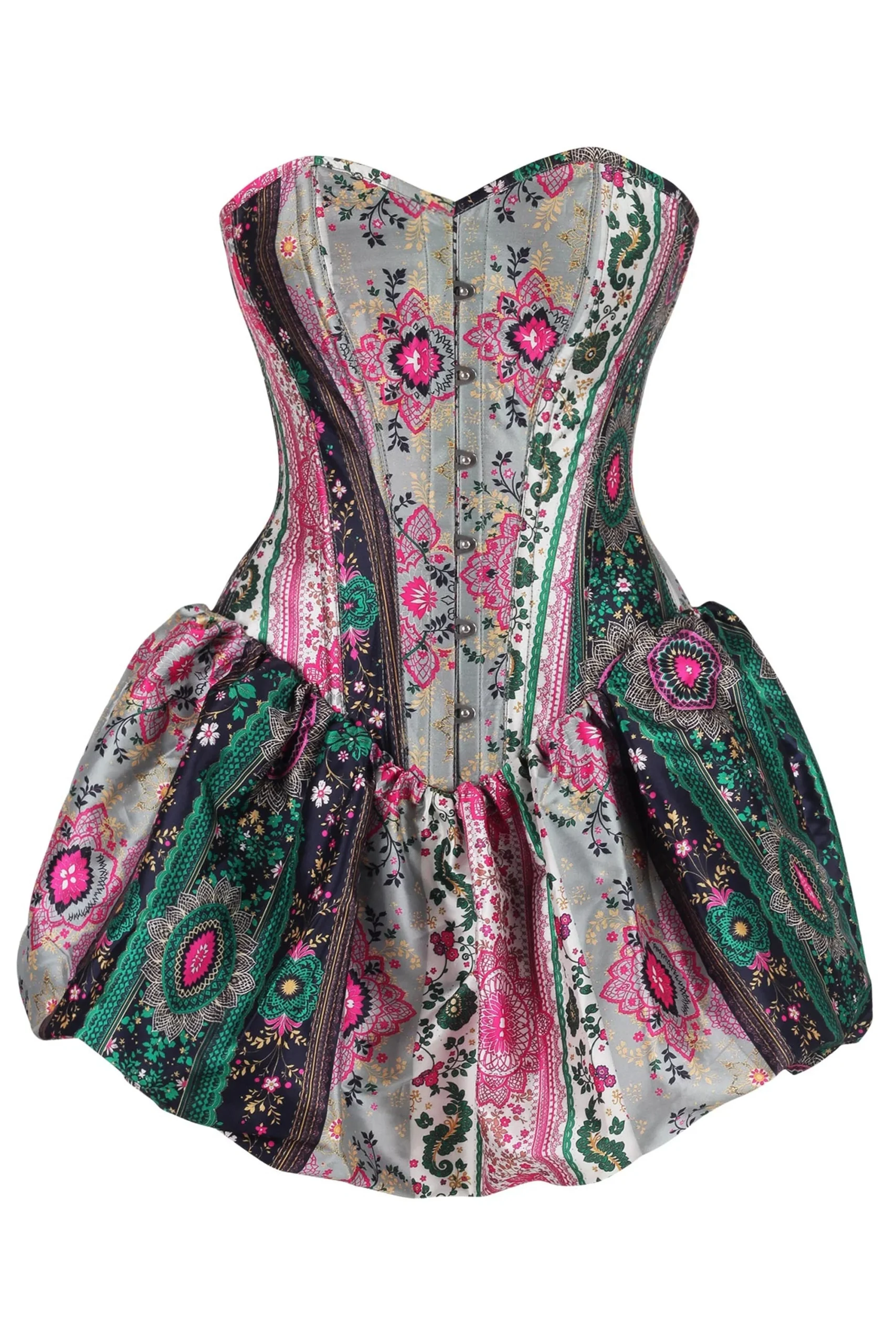 Bohemian Jewel-Tone Patchwork Corset Dress