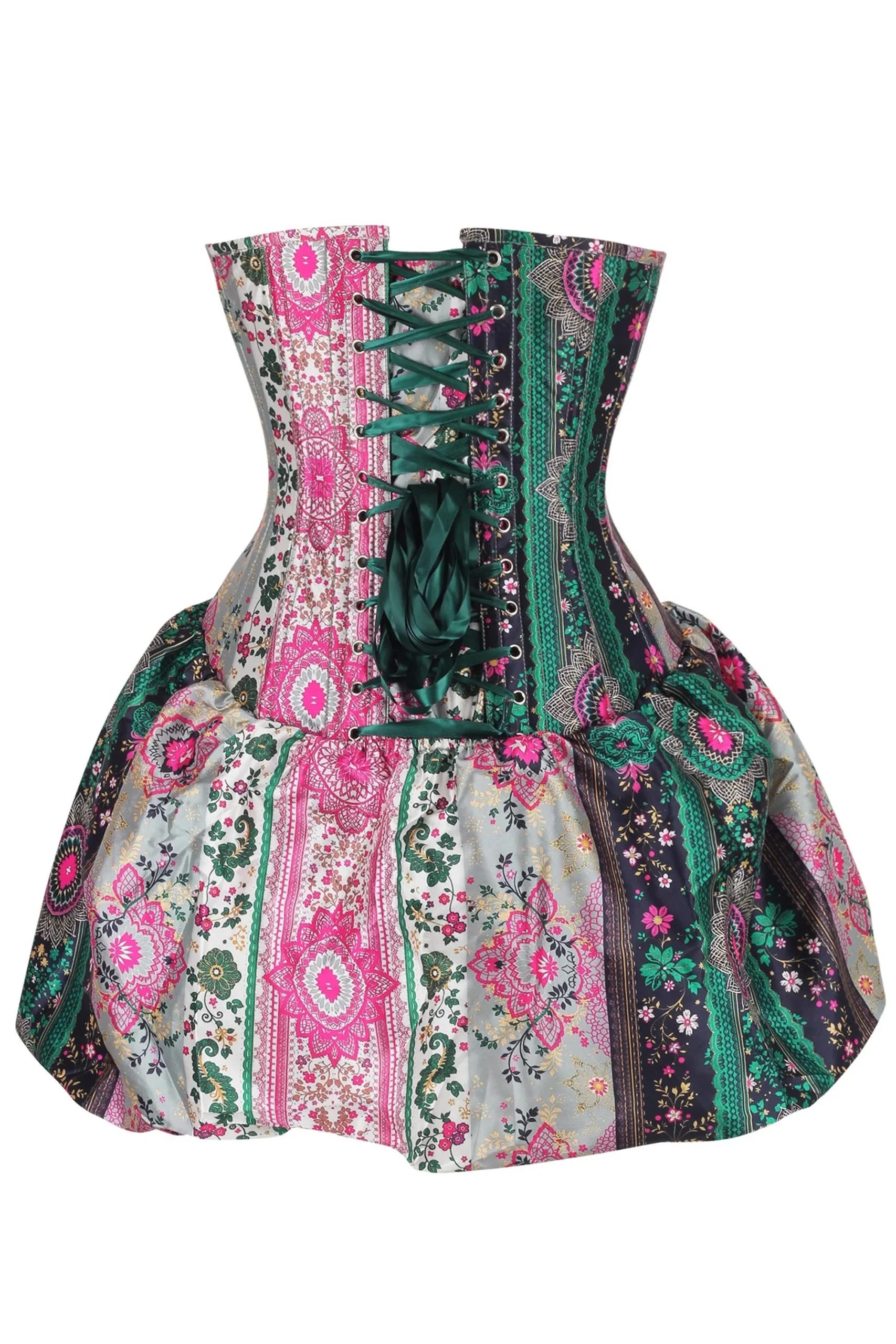 Bohemian Jewel-Tone Patchwork Corset Dress – Image 2