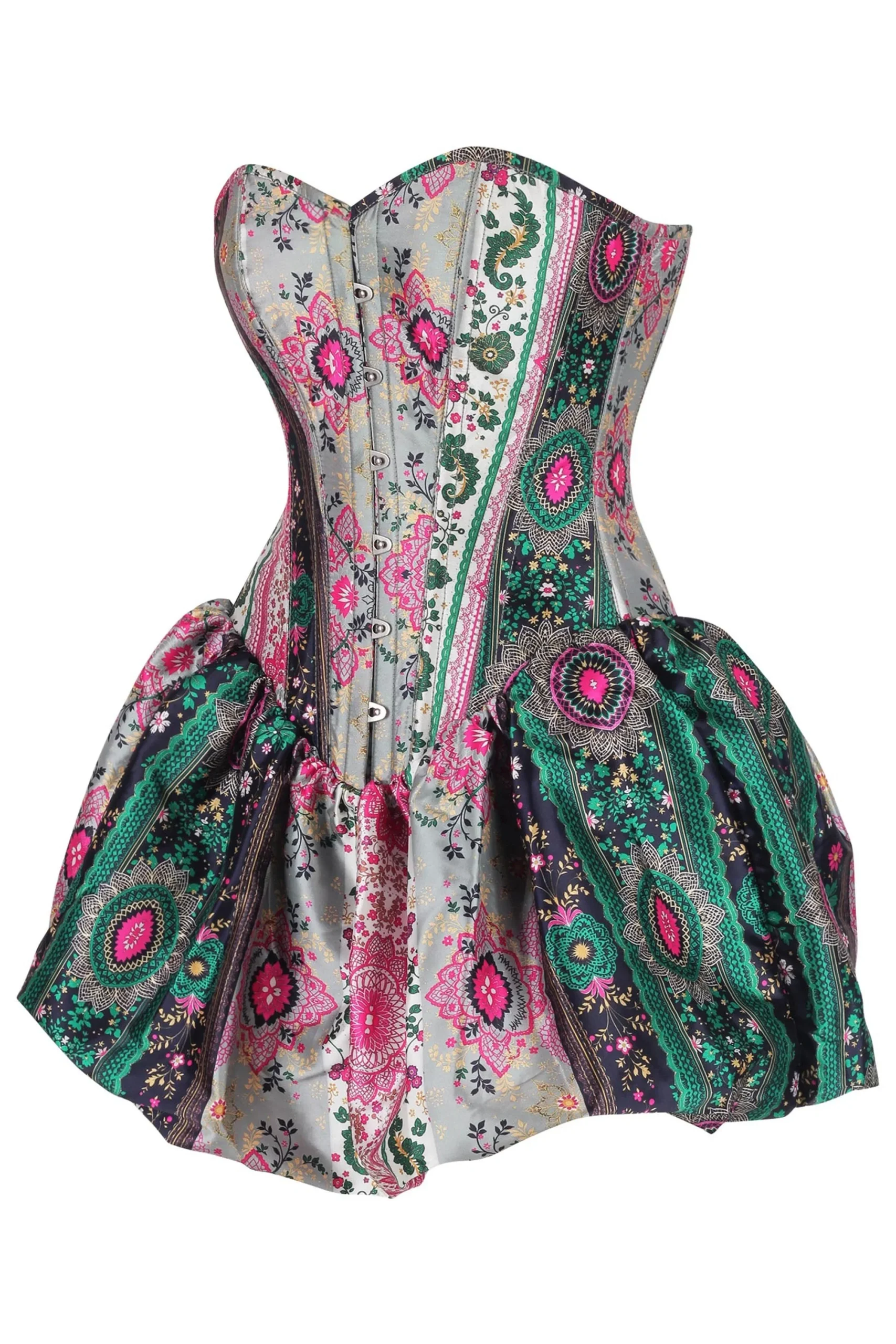 Bohemian Jewel-Tone Patchwork Corset Dress – Image 3