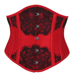 Red Waist Taming Underbust with Decorative Lace