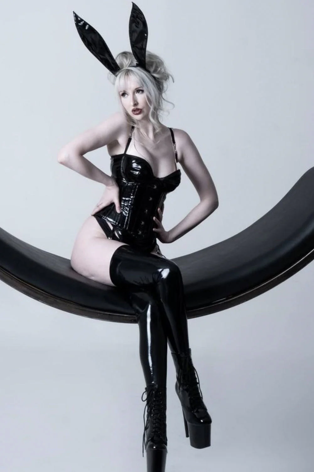 Black PVC Waist Training Waspie Underbust – Image 5