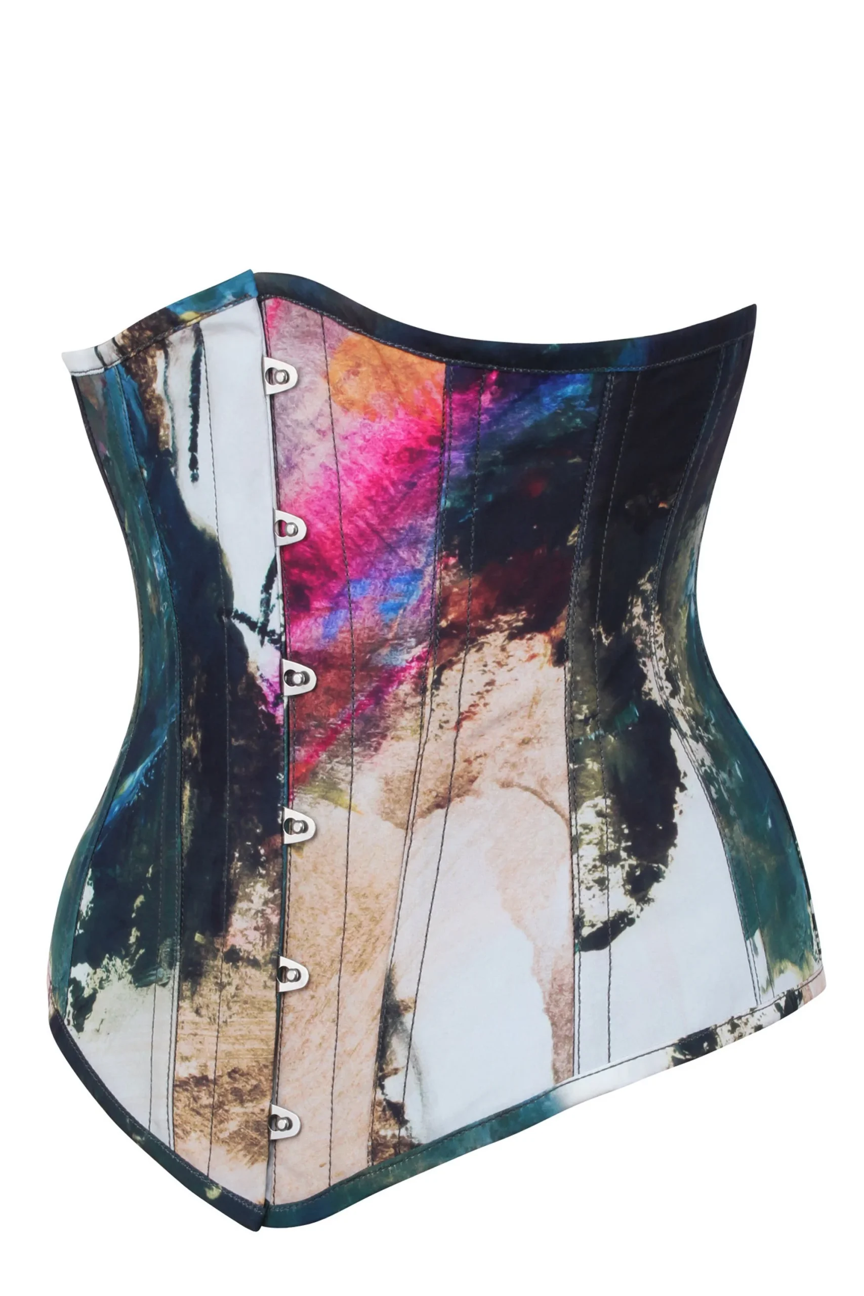 CORSET SERRE-TAILLE LONGLINE ENCRE ABSTRAITE – Image 3