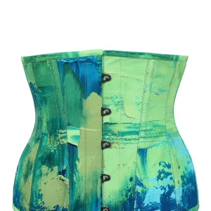 CORSET SERRE-TAILLE VERT ET BLEU IMPRIMÉ TACHE DE COULEUR