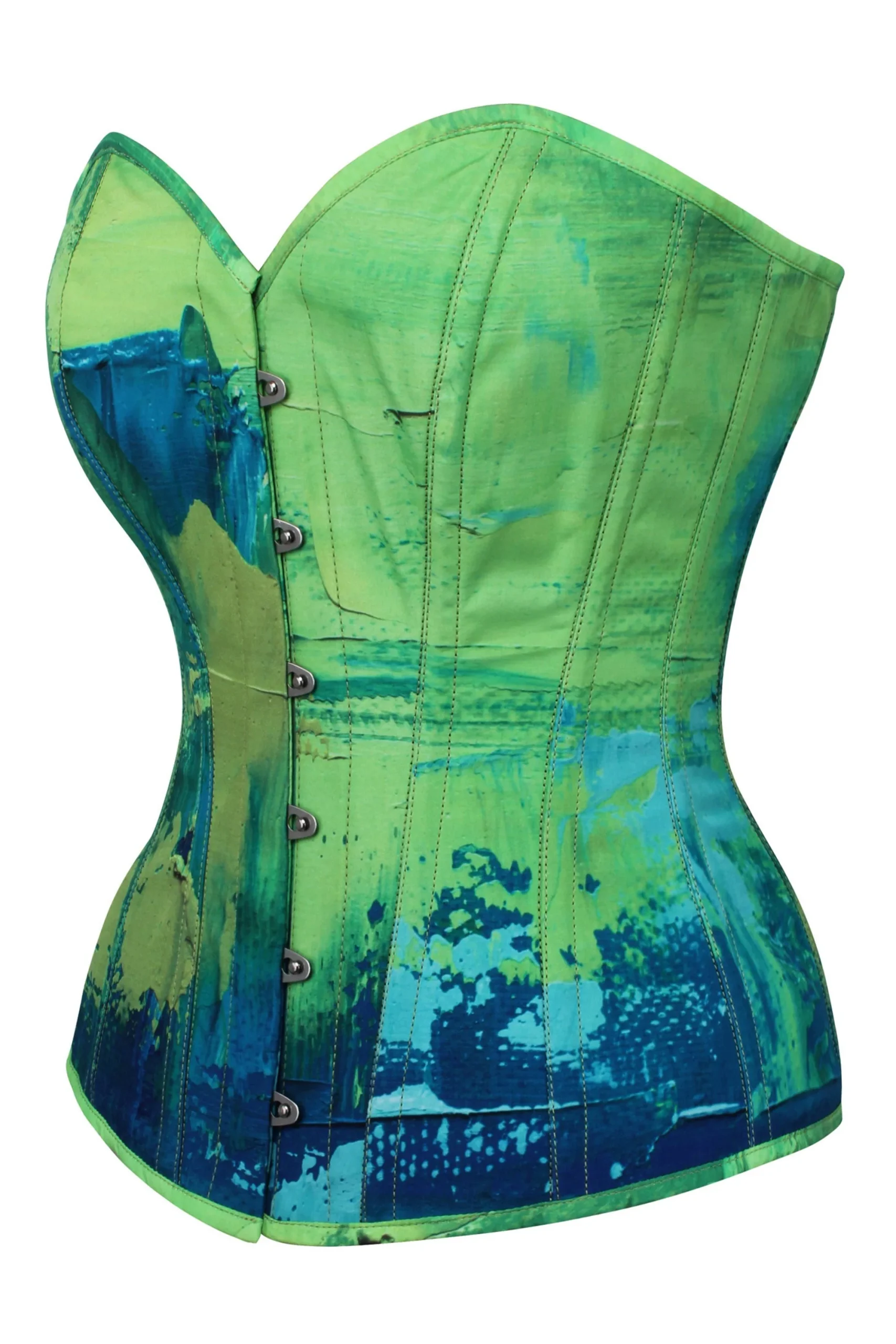 CORSET BUSTIER VERT ET BLEU IMPRIMÉ TACHE DE COULEUR – Image 3
