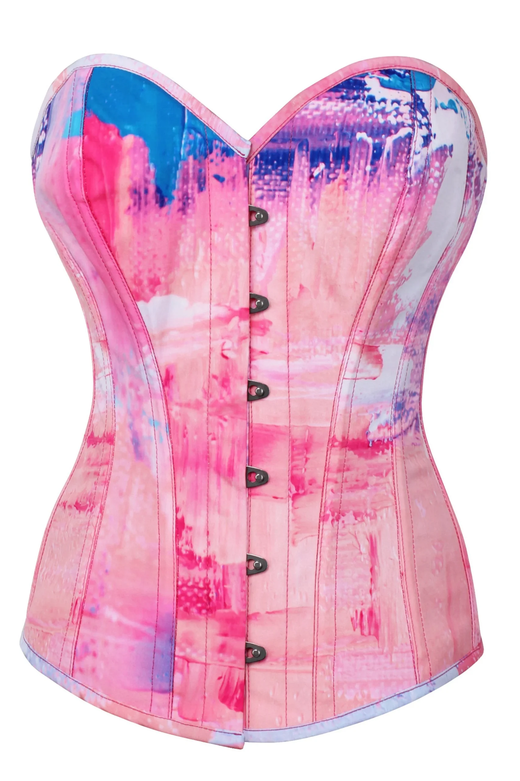 CORSET BUSTIER BLEU ET ROSE BARBE À PAPA