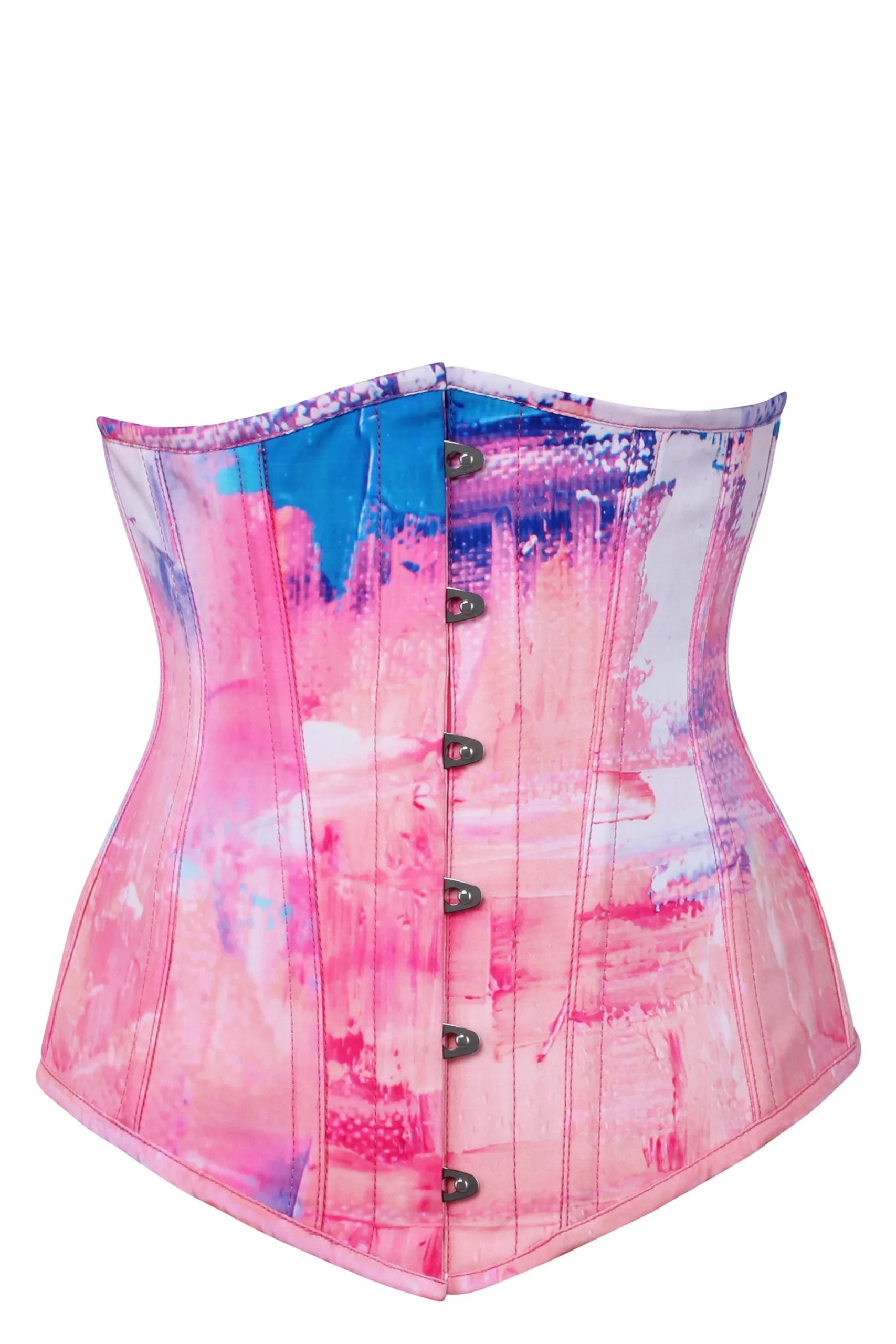 CORSET SERRE-TAILLE LONGLINE BLEU ET ROSE BARBE À PAPA