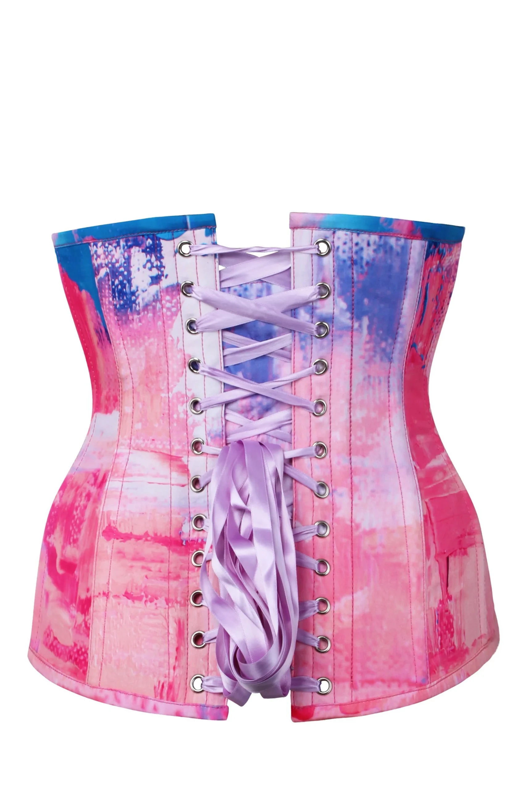 CORSET SERRE-TAILLE LONGLINE BLEU ET ROSE BARBE À PAPA – Image 2