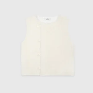Gilet Fourrure Laine Blanc Naturel