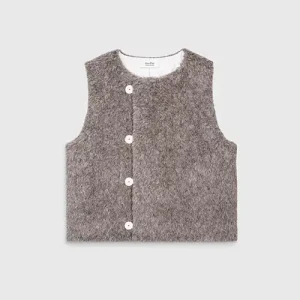 Gilet Fourrure Laine Gris Naturel