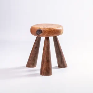 Tabouret d&rsquo;Alpage en Greffe de Cerisier et Noyer 2