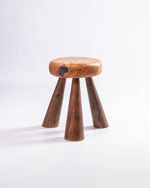 Tabouret d’Alpage en Greffe de Cerisier et Noyer 2