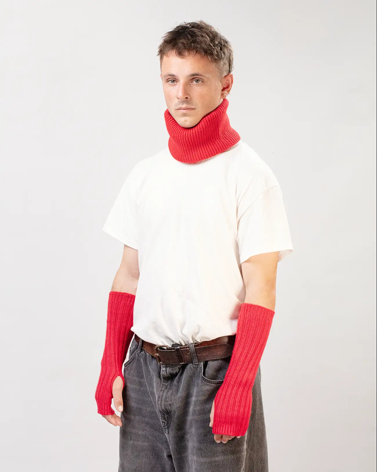 Mitaines Longues Cachemire Régénéré Rouge – Image 3