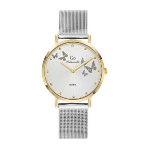 Montre Femme Boîtier Doré Bracelet Métal Argenté – 695362