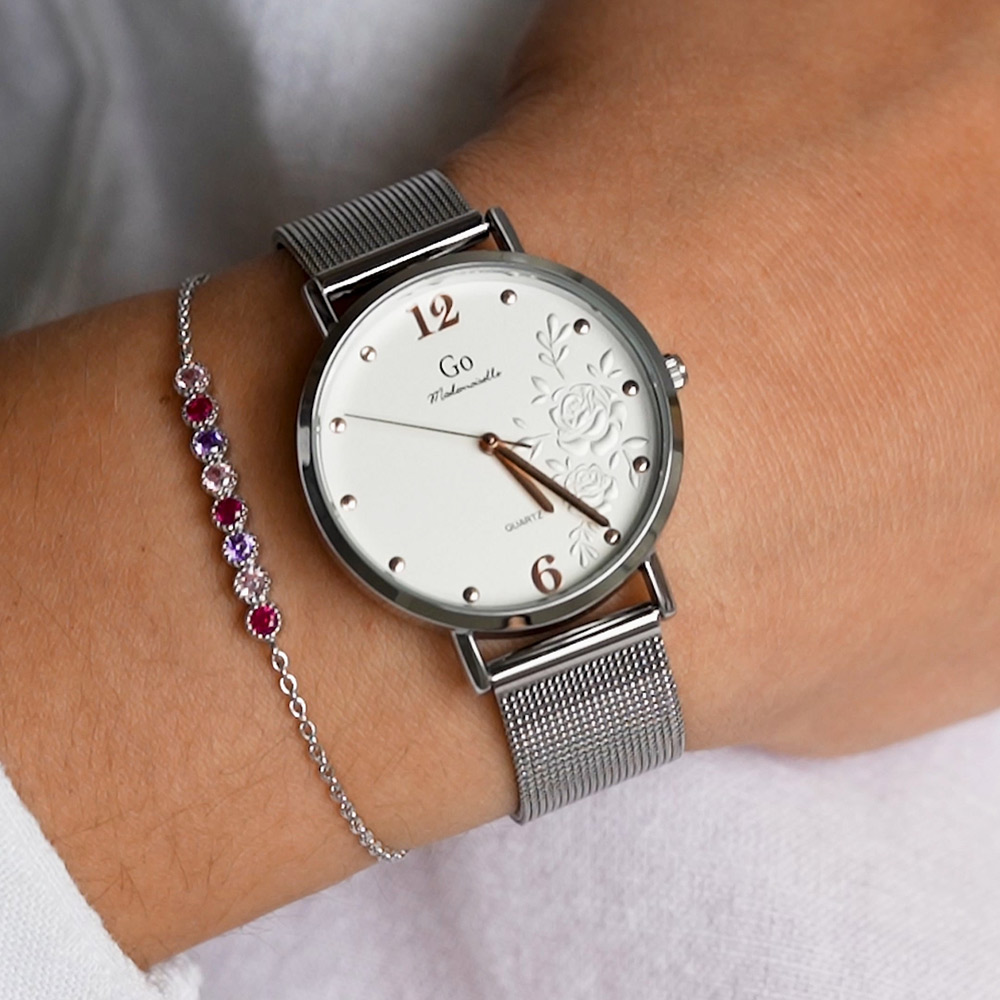 Montre Femme Boîtier Argenté Bracelet Métal Argenté – 695548 – Image 3