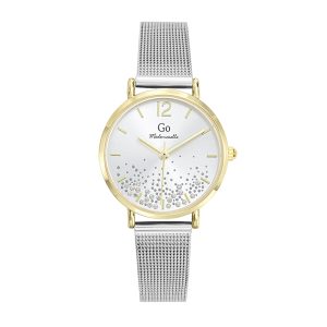 Montre Femme Boîtier Doré Bracelet Métal Argenté – 695576