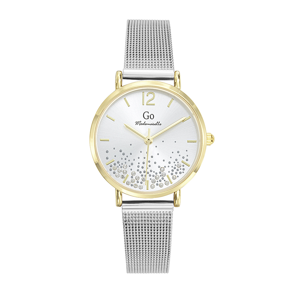 Montre Femme Boîtier Doré Bracelet Métal Argenté – 695576