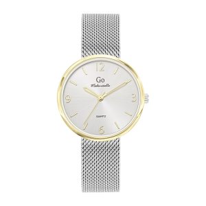 Montre Femme Boîtier Doré Bracelet Métal Argenté – 695588