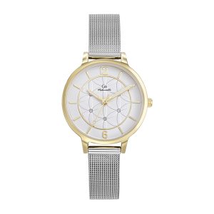 Montre Femme Boîtier Doré Bracelet Métal Argenté – 695609