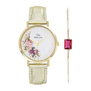 Montre Femme Boîtier Doré Bracelet Cuir Doré – 698244