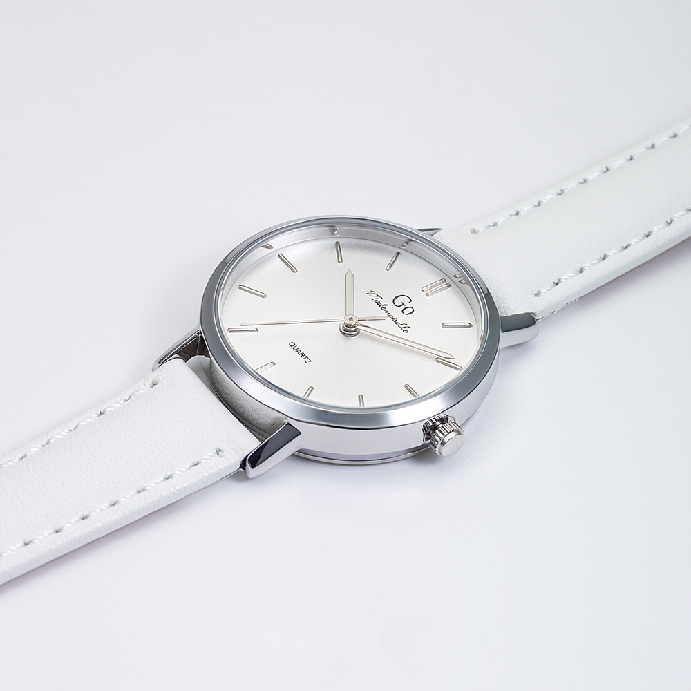 Montre Femme Boîtier Argenté Bracelet Cuir Blanc – 698931 – Image 2
