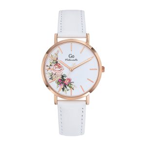 Montre Femme Boîtier Doré rose Bracelet Cuir Blanc – 699257