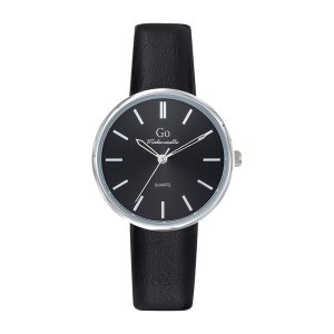 Montre Femme Boîtier Argenté Bracelet Synthétique Noir – 699317
