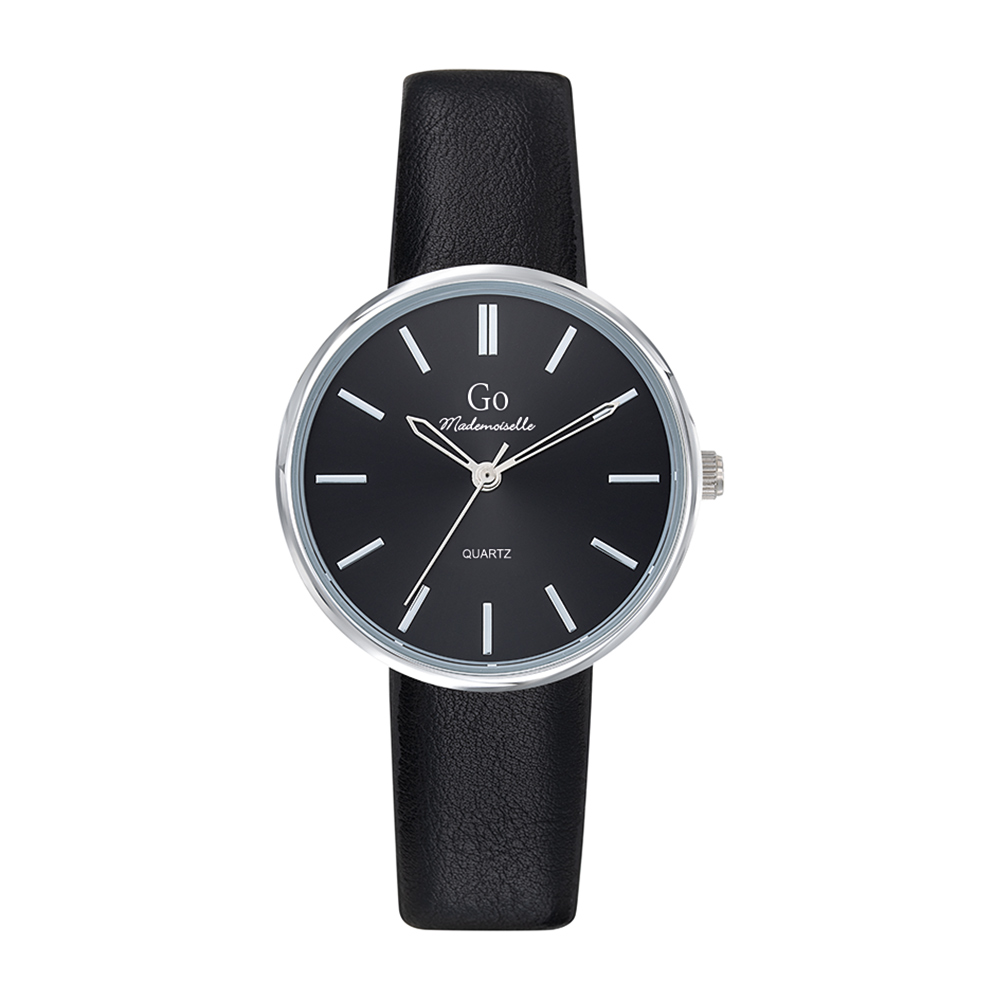 Montre Femme Boîtier Argenté Bracelet Synthétique Noir – 699317