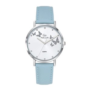 Montre Femme Boîtier Argenté Bracelet Cuir Bleu – 699347