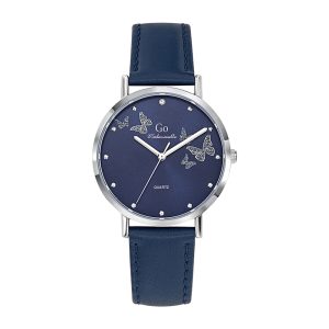Montre Femme Boîtier Argenté Bracelet Cuir Bleu – 699348