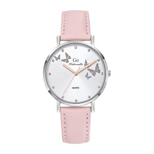 Montre Femme Boîtier Argenté Bracelet Cuir Rose – 699349