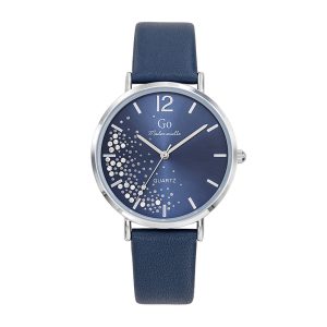 Montre Femme Boîtier Argenté Bracelet Cuir Bleu – 699364