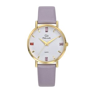 Montre Femme Boîtier Doré Bracelet Cuir Violet – 699421
