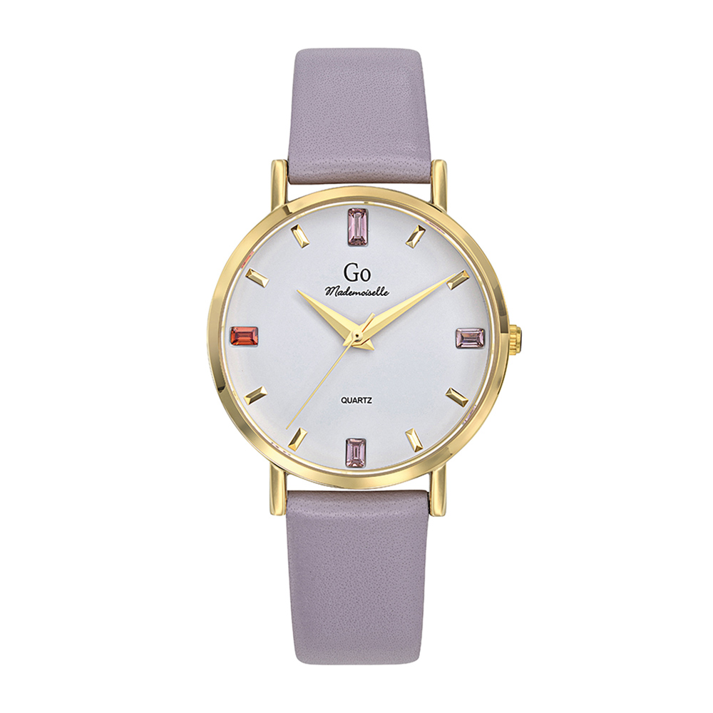 Montre Femme Boîtier Doré Bracelet Cuir Violet – 699421