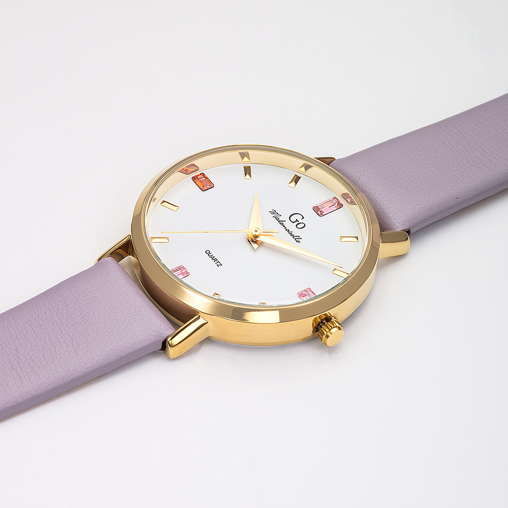 Montre Femme Boîtier Doré Bracelet Cuir Violet – 699421 – Image 2
