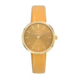 Montre Femme Boîtier Doré Bracelet Synthétique Moutarde – 699446