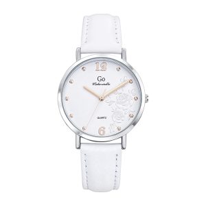 Montre Femme Boîtier Argenté Bracelet Cuir Blanc – 699450