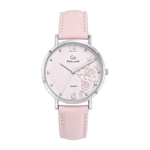 Montre Femme Boîtier Argenté Bracelet Cuir Rose – 699452
